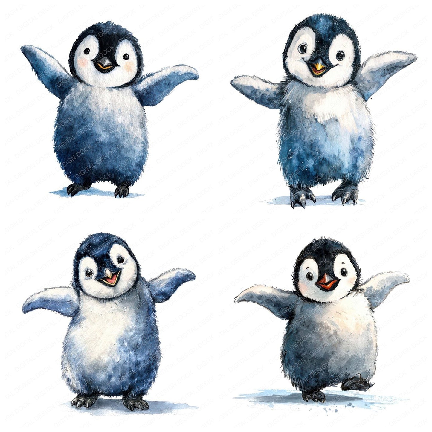 Watercolour Penguin Clipart Set (DDD007258)