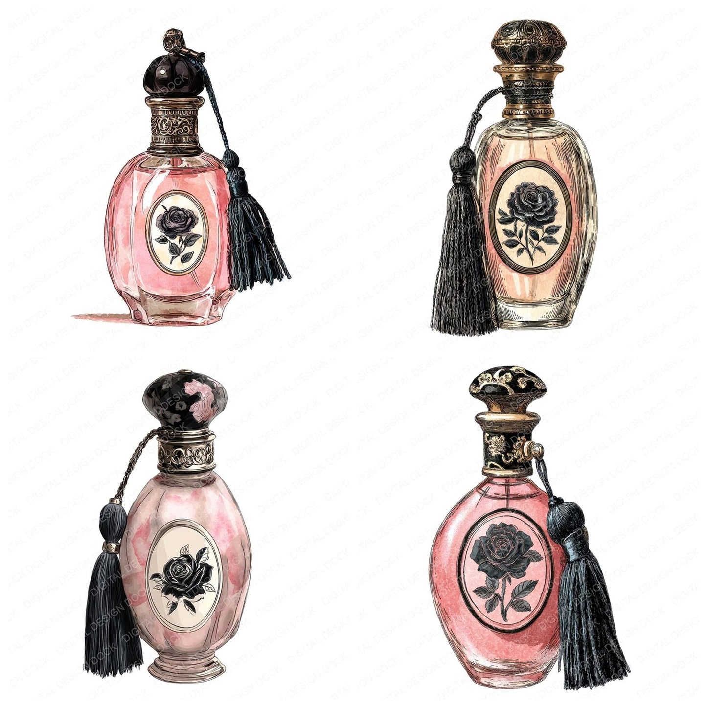 Watercolour Perfume Bottle Clipart Set (DDD007262)