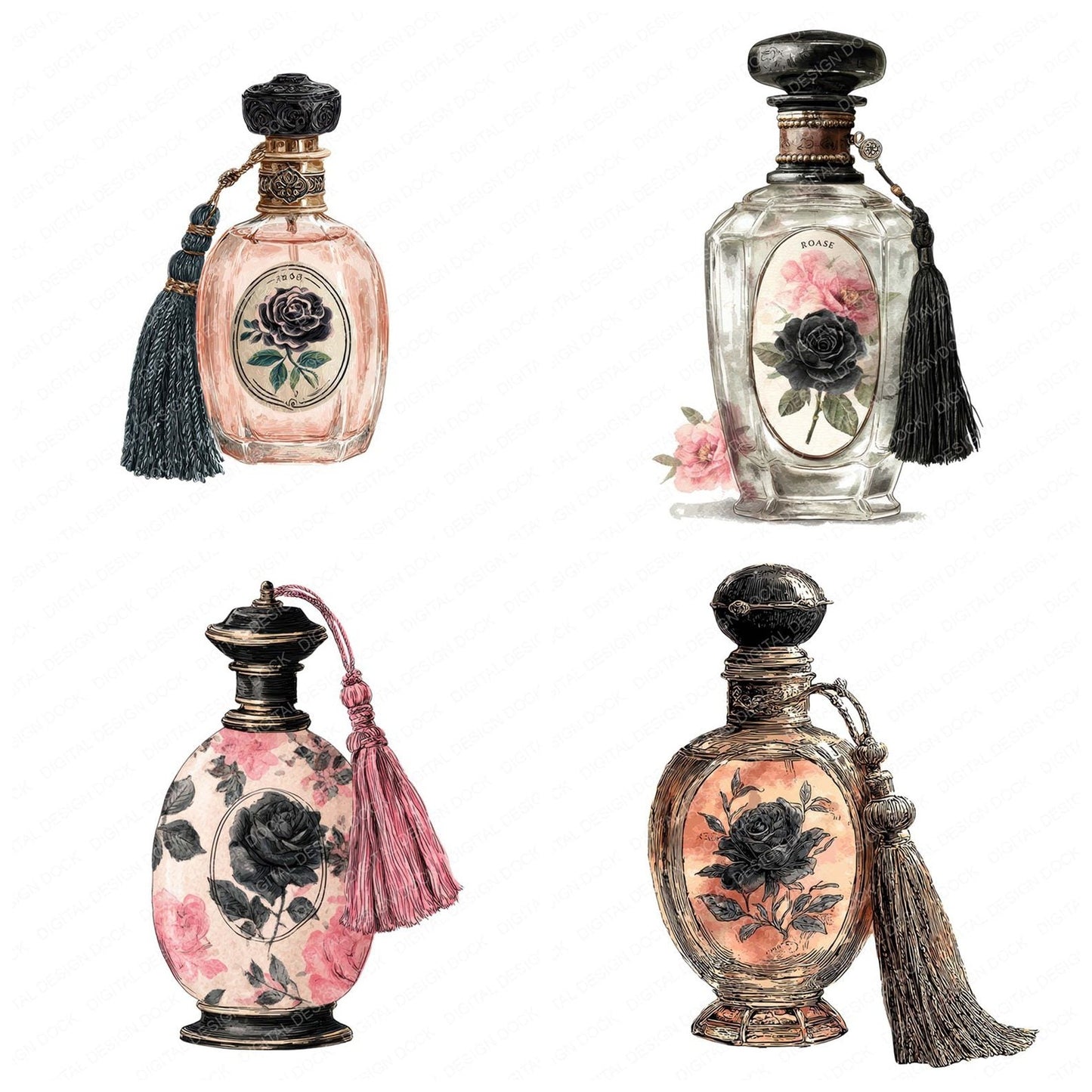 Watercolour Perfume Bottle Clipart Set (DDD007262)