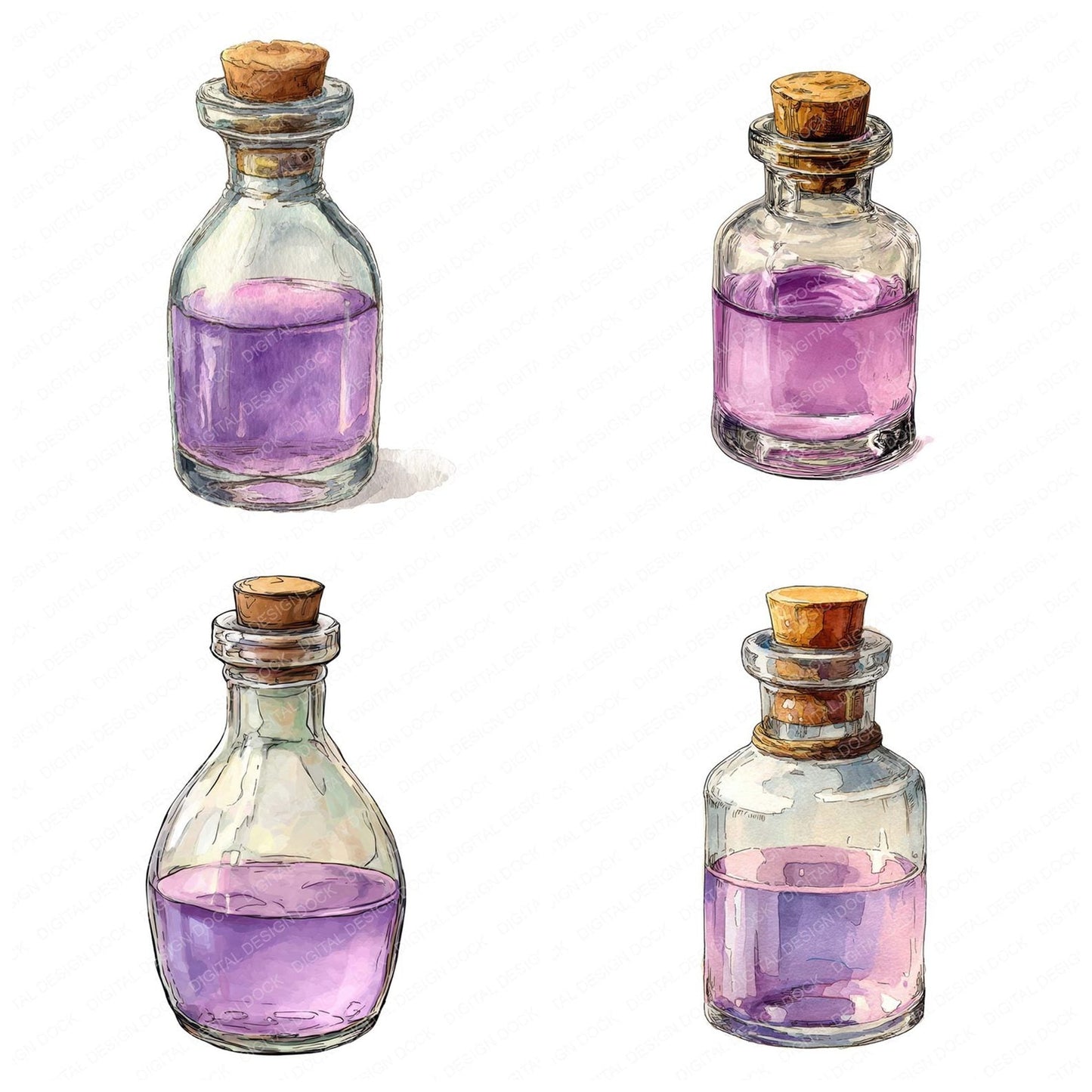 Watercolour Potion Bottle Clipart Set (DDD007280)