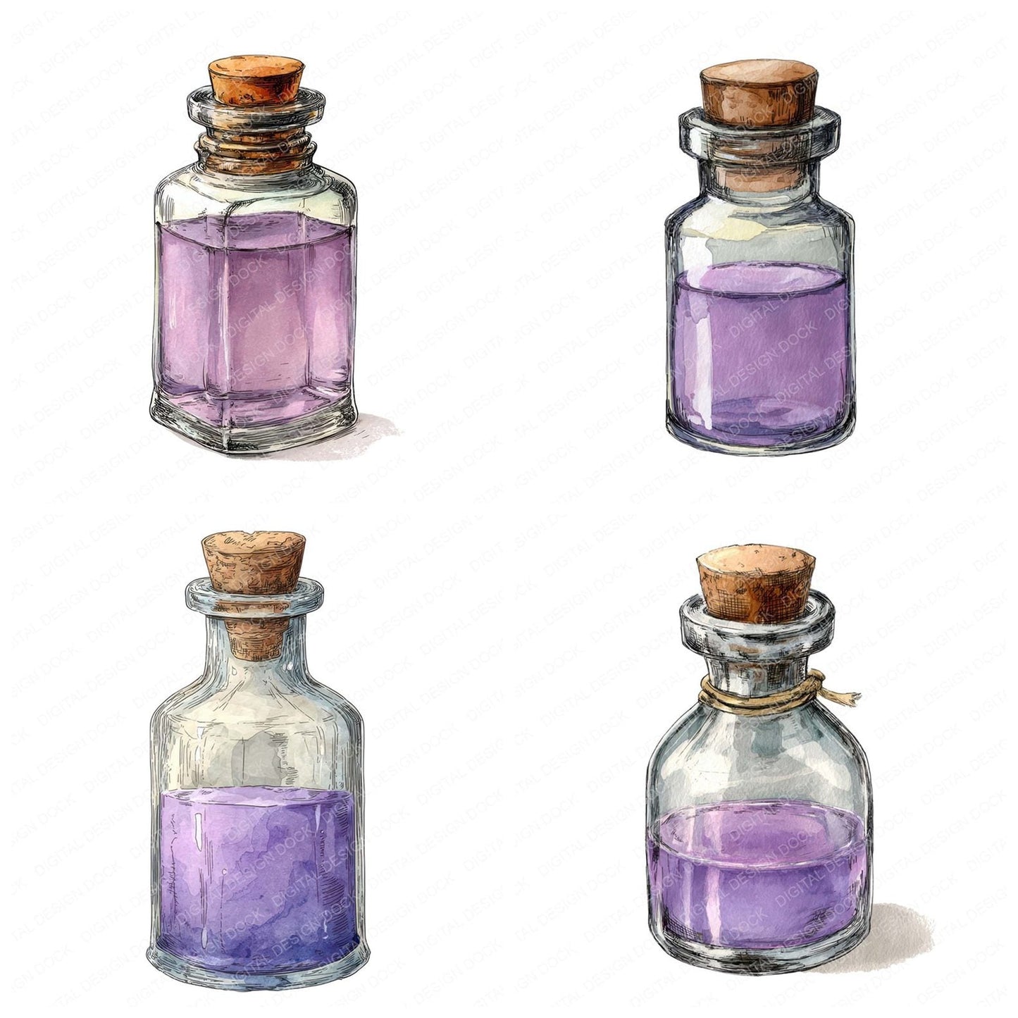 Watercolour Potion Bottle Clipart Set (DDD007280)