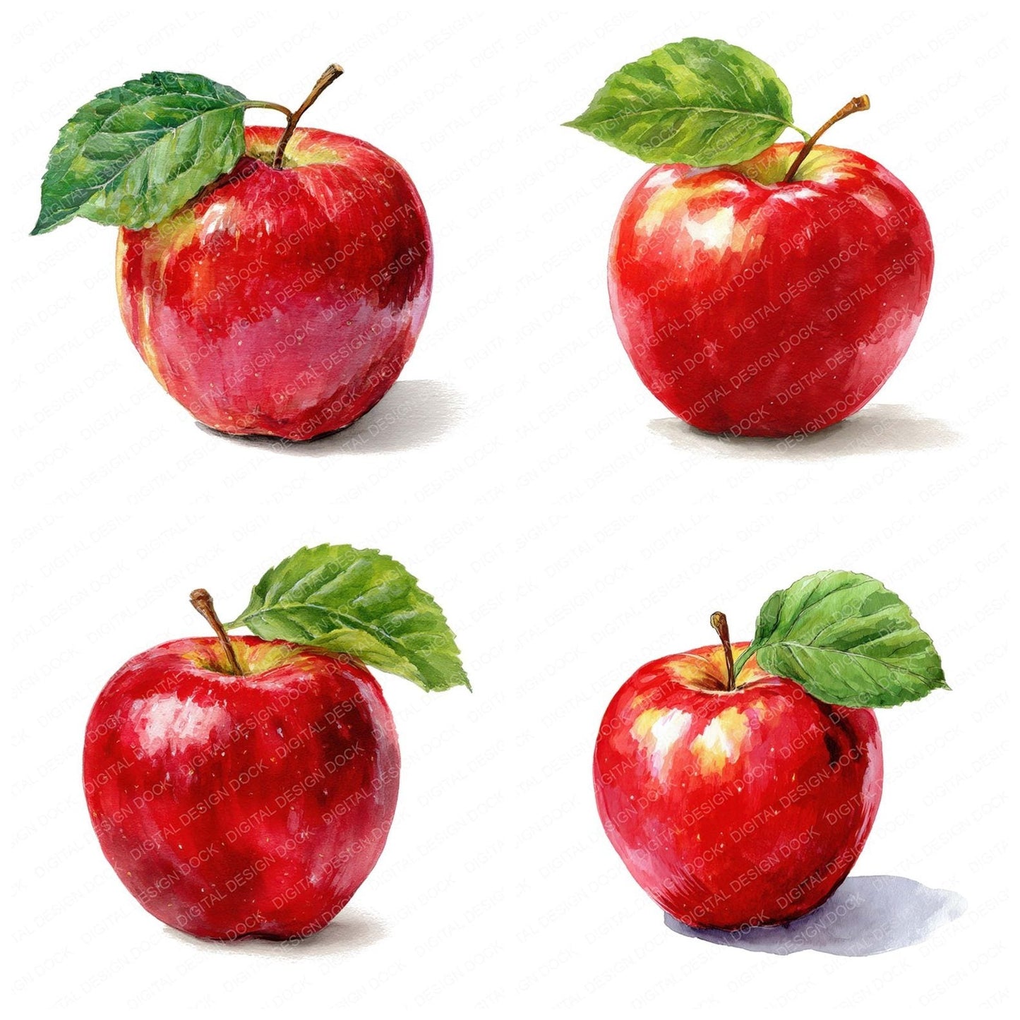 Watercolour Red Apple Clipart Set (DDD007304)