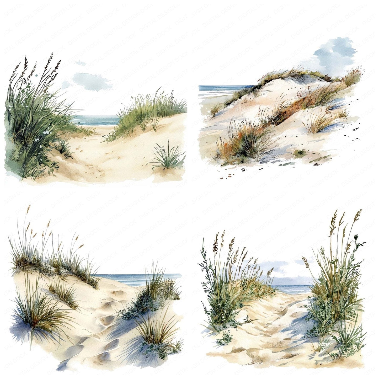 Watercolour Sand Dunes Clipart Set (DDD007323)