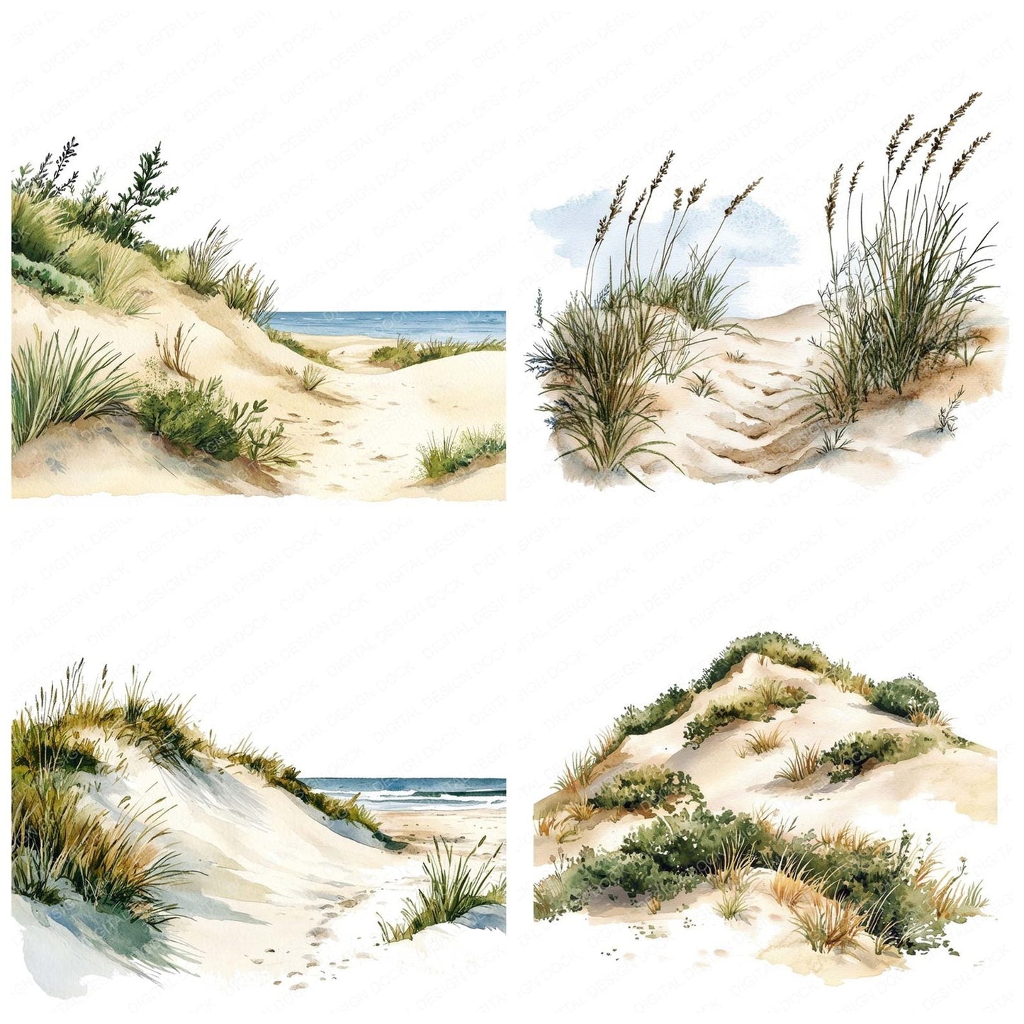 Watercolour Sand Dunes Clipart Set (DDD007323)