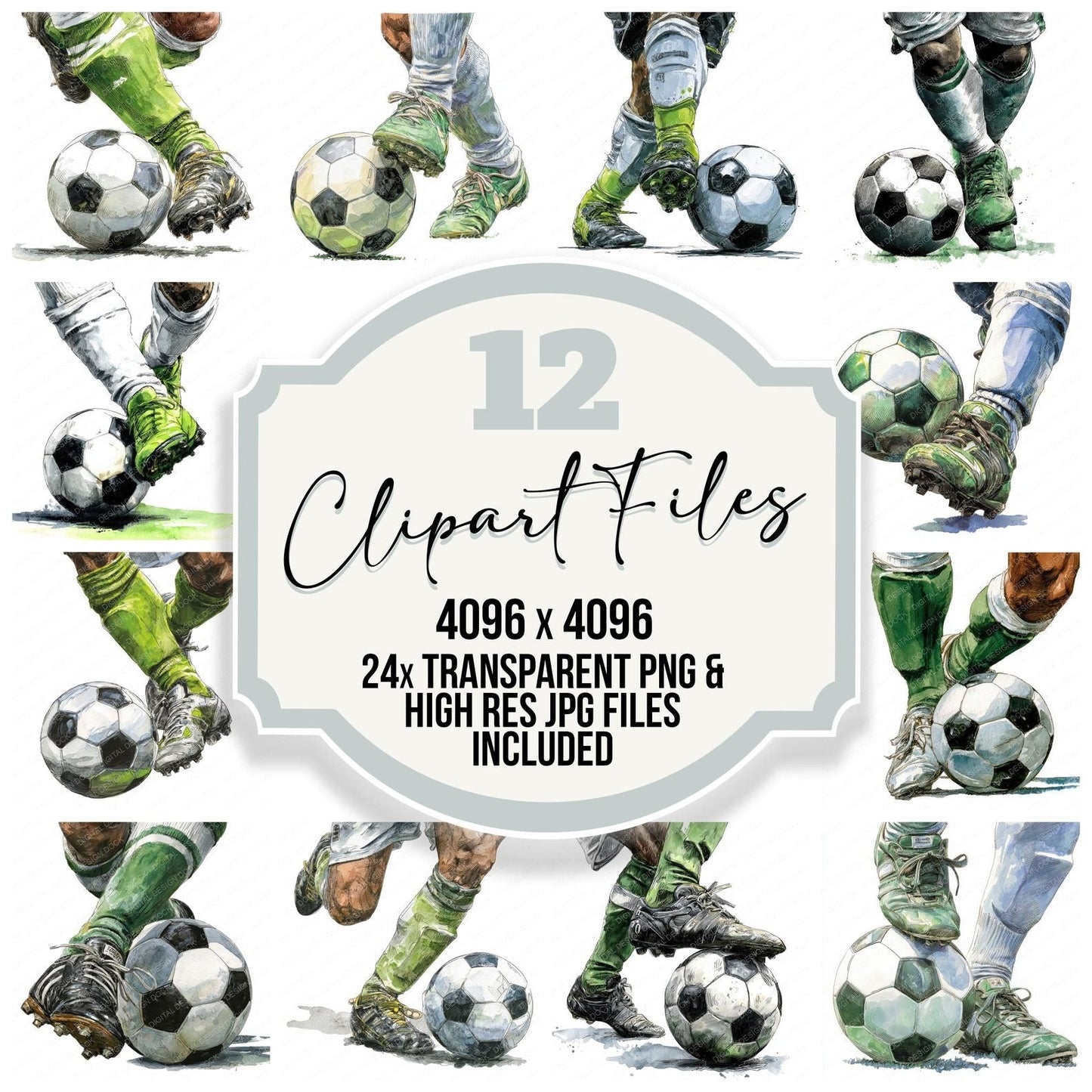Watercolour Soccer Player Clipart Set (DDD007346)