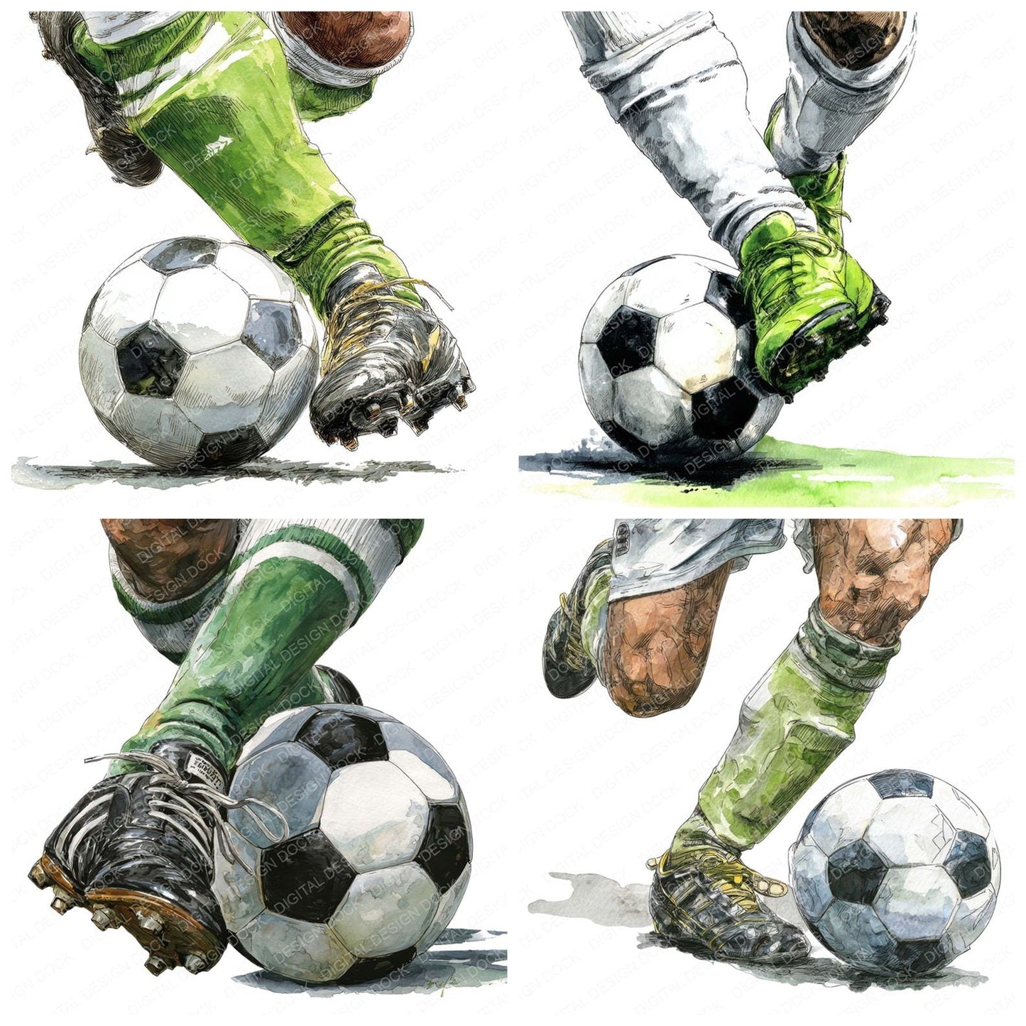 Watercolour Soccer Player Clipart Set (DDD007346)