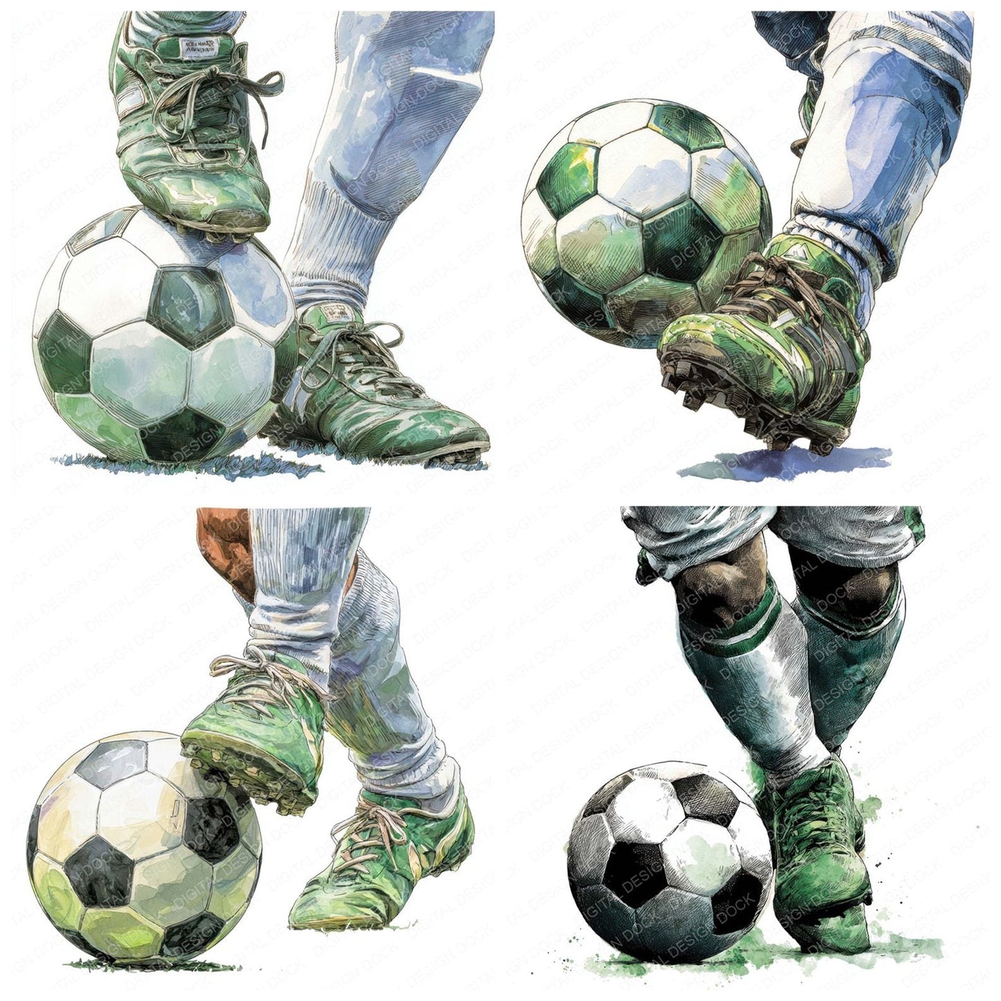 Watercolour Soccer Player Clipart Set (DDD007346)
