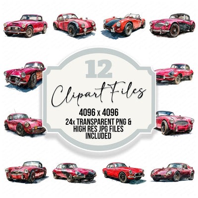 Watercolour Sports Car Clipart Set (DDD007375)