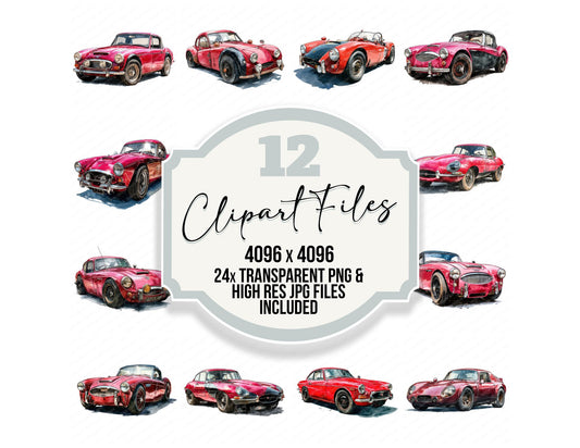 Watercolour Sports Car Clipart Set (DDD007375)