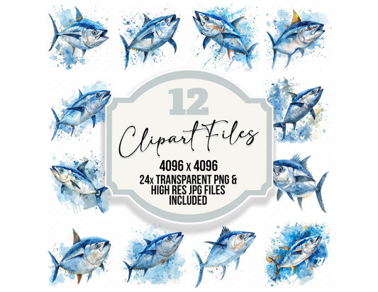 Watercolour Tuna Fish Clipart Set (DDD007399)