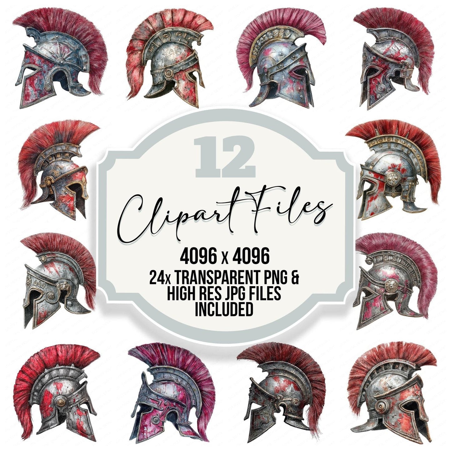 Watercolour Warrior Helmet Clipart Set (DDD007410)