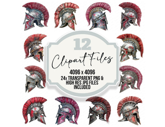 Watercolour Warrior Helmet Clipart Set (DDD007410)