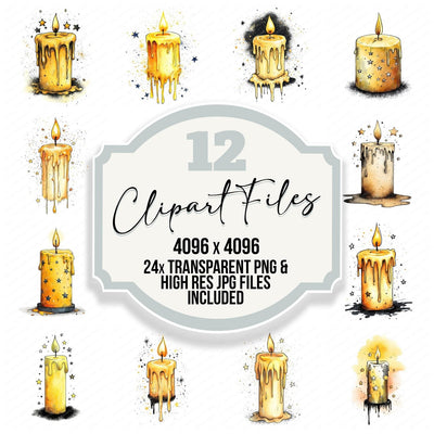 Wax Candle and Stars Clipart Set (DDD007448)