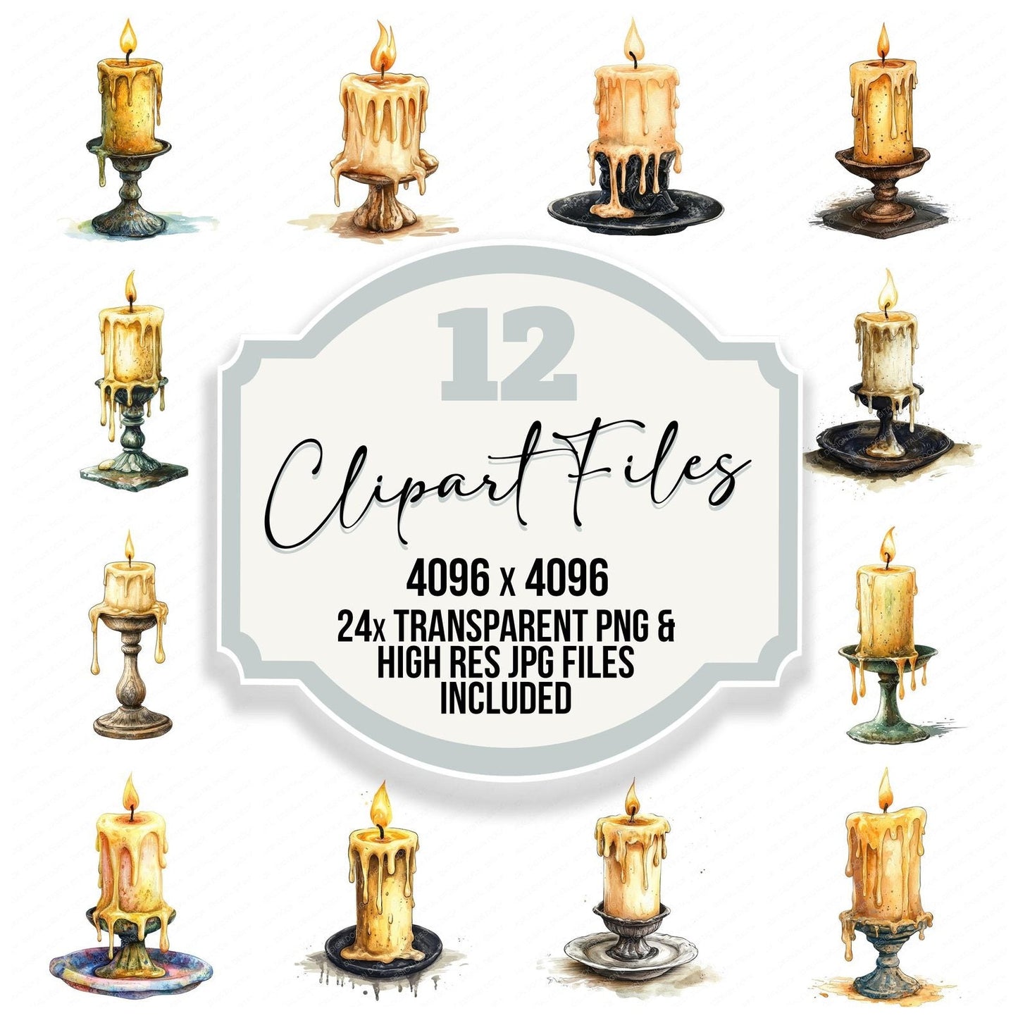 Wax-Dripped Candleholder Clipart Set (DDD007450)