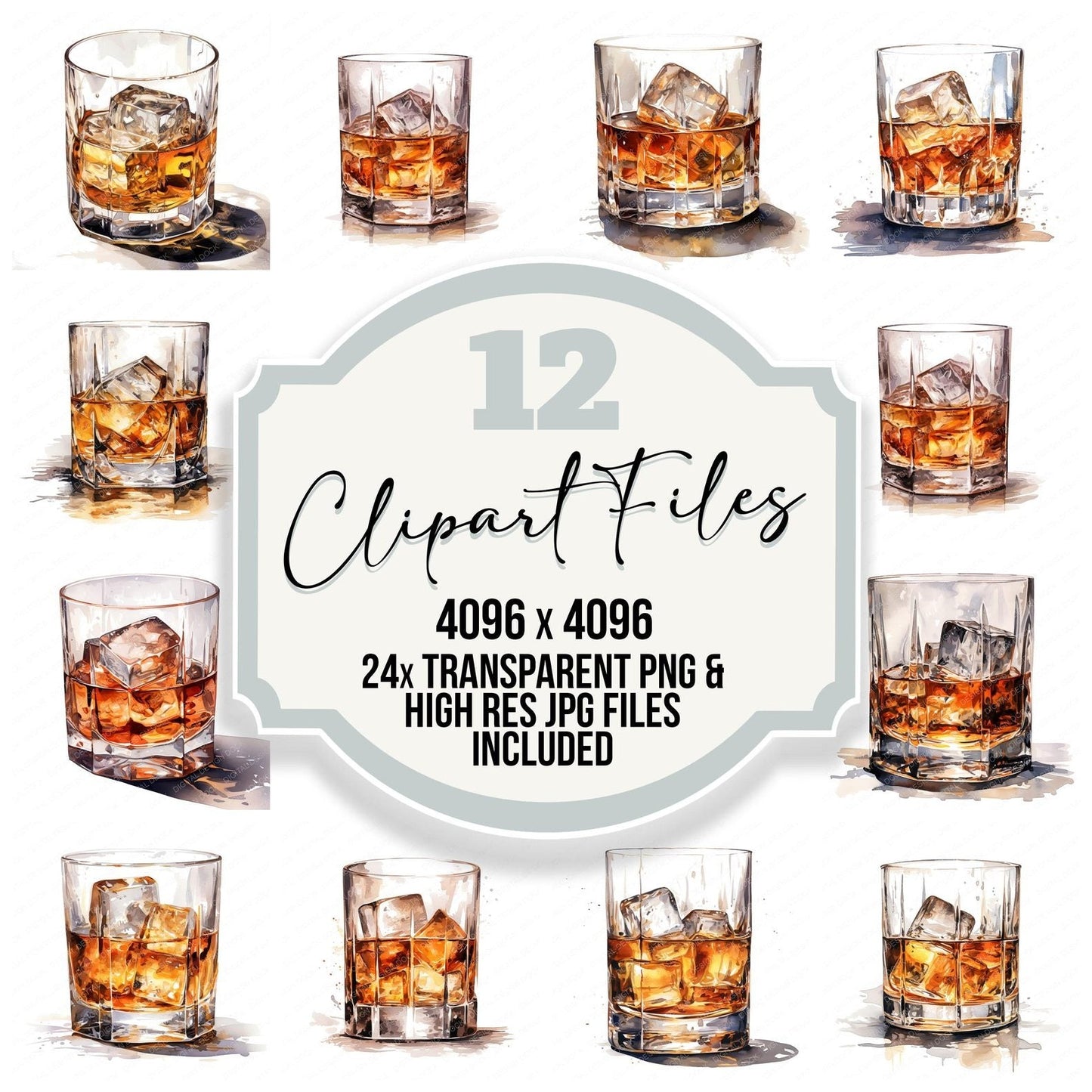 Whiskey Glass Clipart Set (DDD007463)