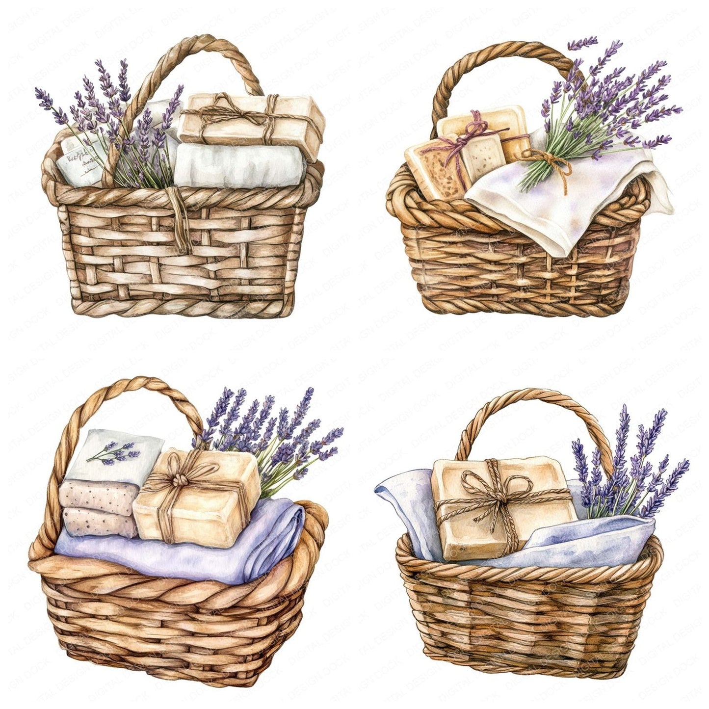 Wicker Basket with Soaps Clipart Set (DDD007466)