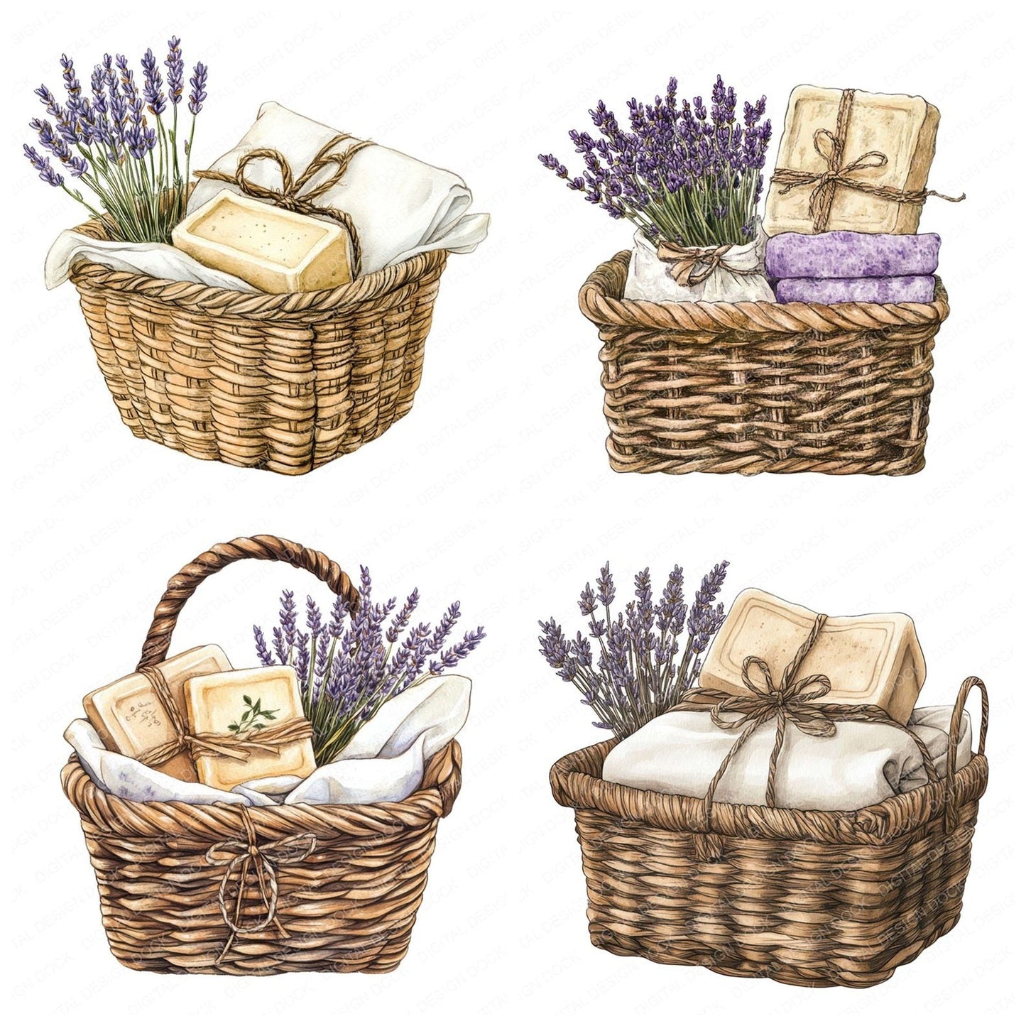 Wicker Basket with Soaps Clipart Set (DDD007466)