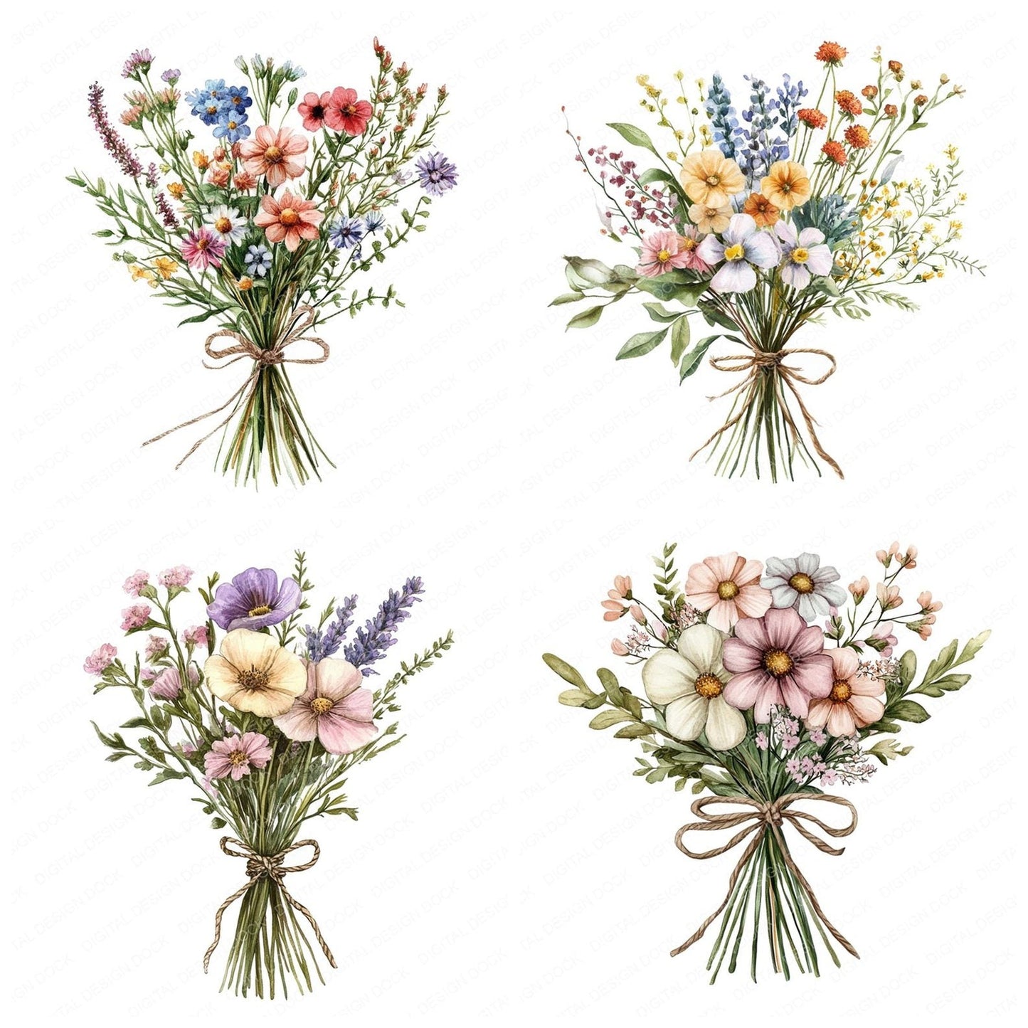 Wildflower Bouquet Clipart Set (DDD007474)