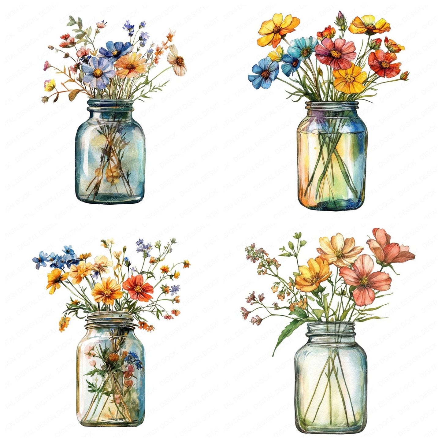 Wildflower Jar Clipart Set (DDD007487)