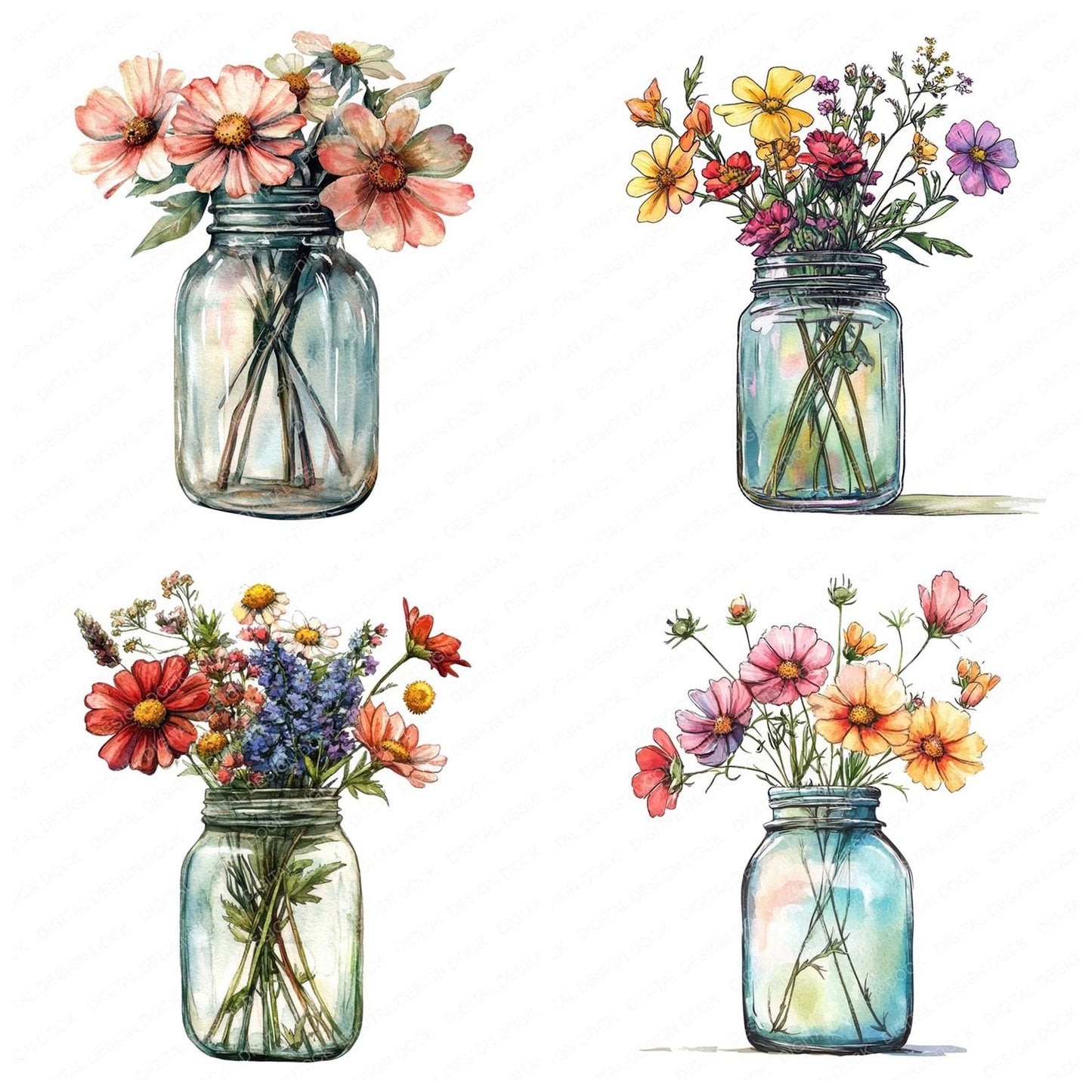 Wildflower Jar Clipart Set (DDD007487)