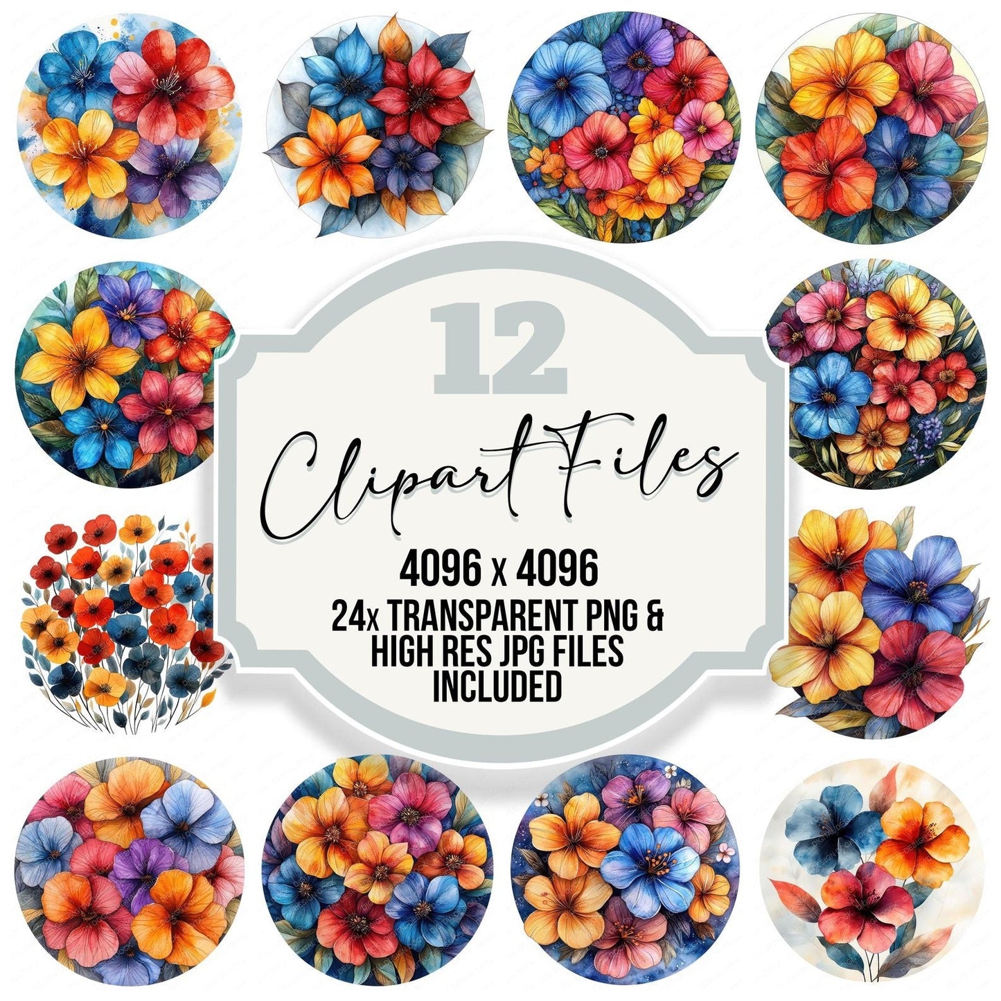 Wildflower Round Design Clipart Set (DDD007503)