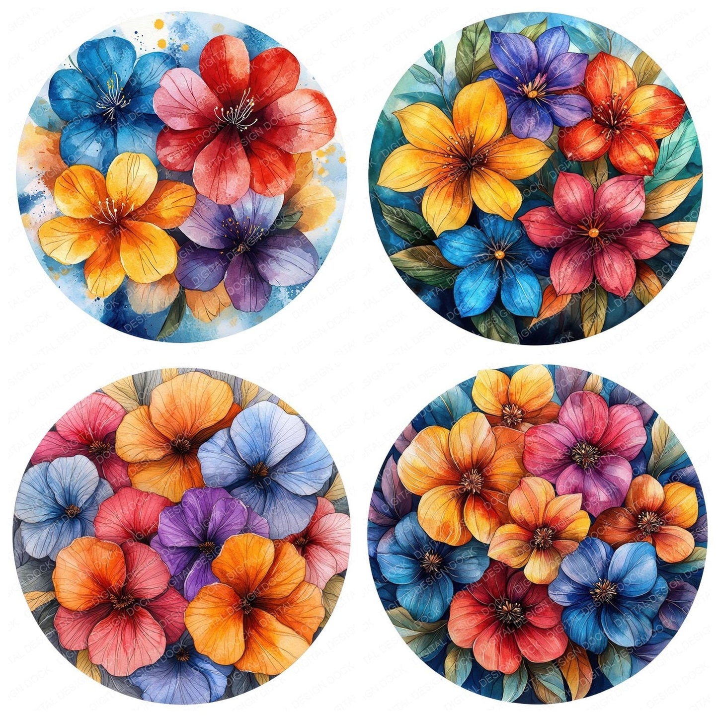 Wildflower Round Design Clipart Set (DDD007503)