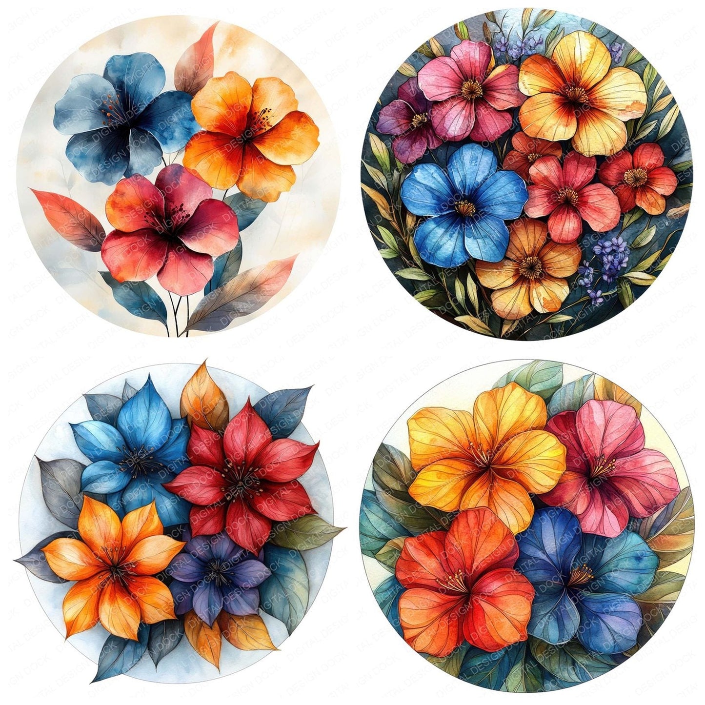 Wildflower Round Design Clipart Set (DDD007503)