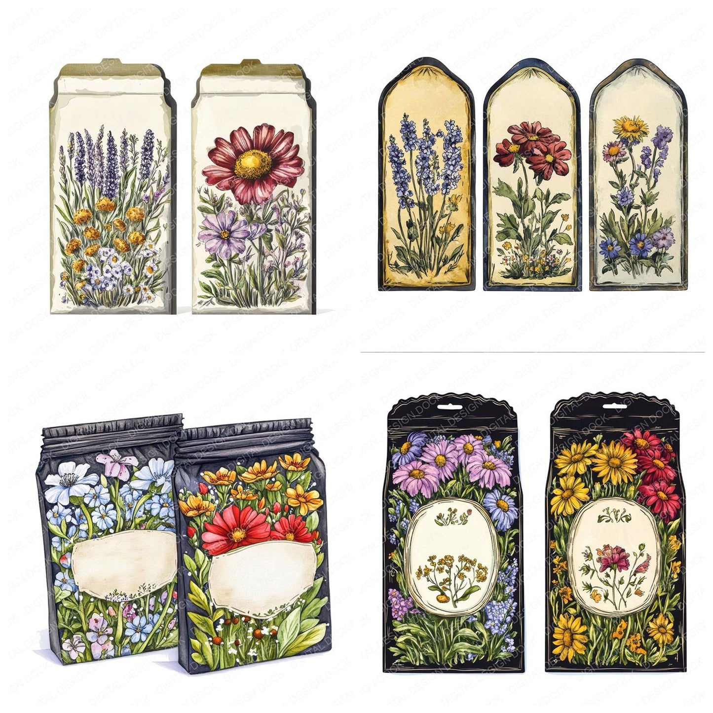 Wildflower Seed Packets Clipart Set (DDD007505)
