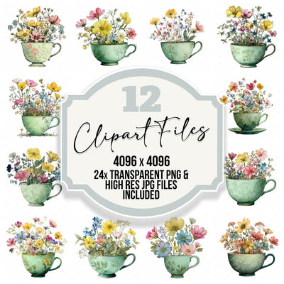 Wildflower Teacup Clipart Set (DDD007509)