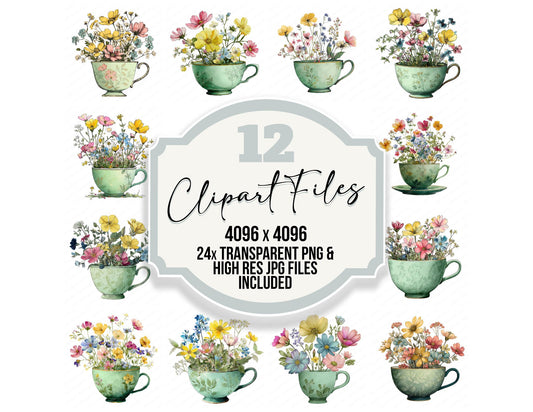 Wildflower Teacup Clipart Set (DDD007509)