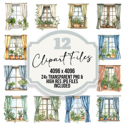 Window with Plants Clipart Set (DDD007519)