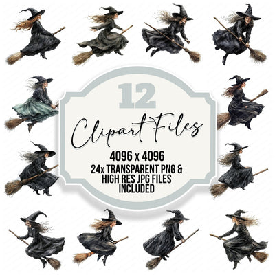 Witch on a Broom Clipart Set (DDD007526)
