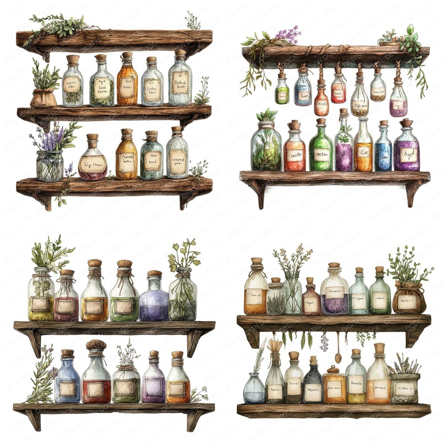 Witchs Potion Shelf Clipart Set (DDD007529)