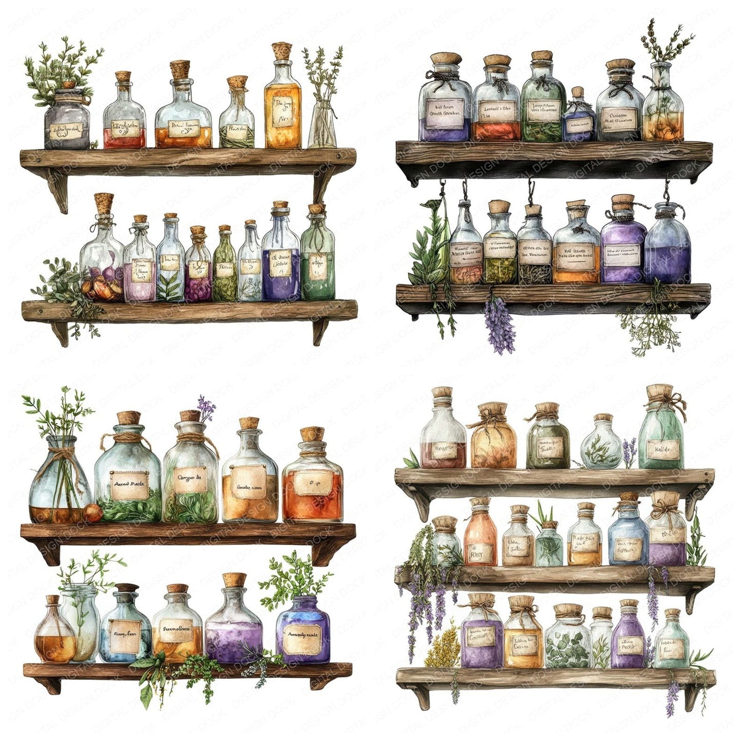 Witchs Potion Shelf Clipart Set (DDD007529)