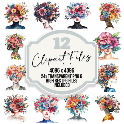 Woman Floral Bouquet Clipart Set (DDD007541)