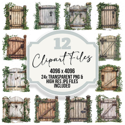 Wooden Gate with Ivy Clipart Set (DDD007573)