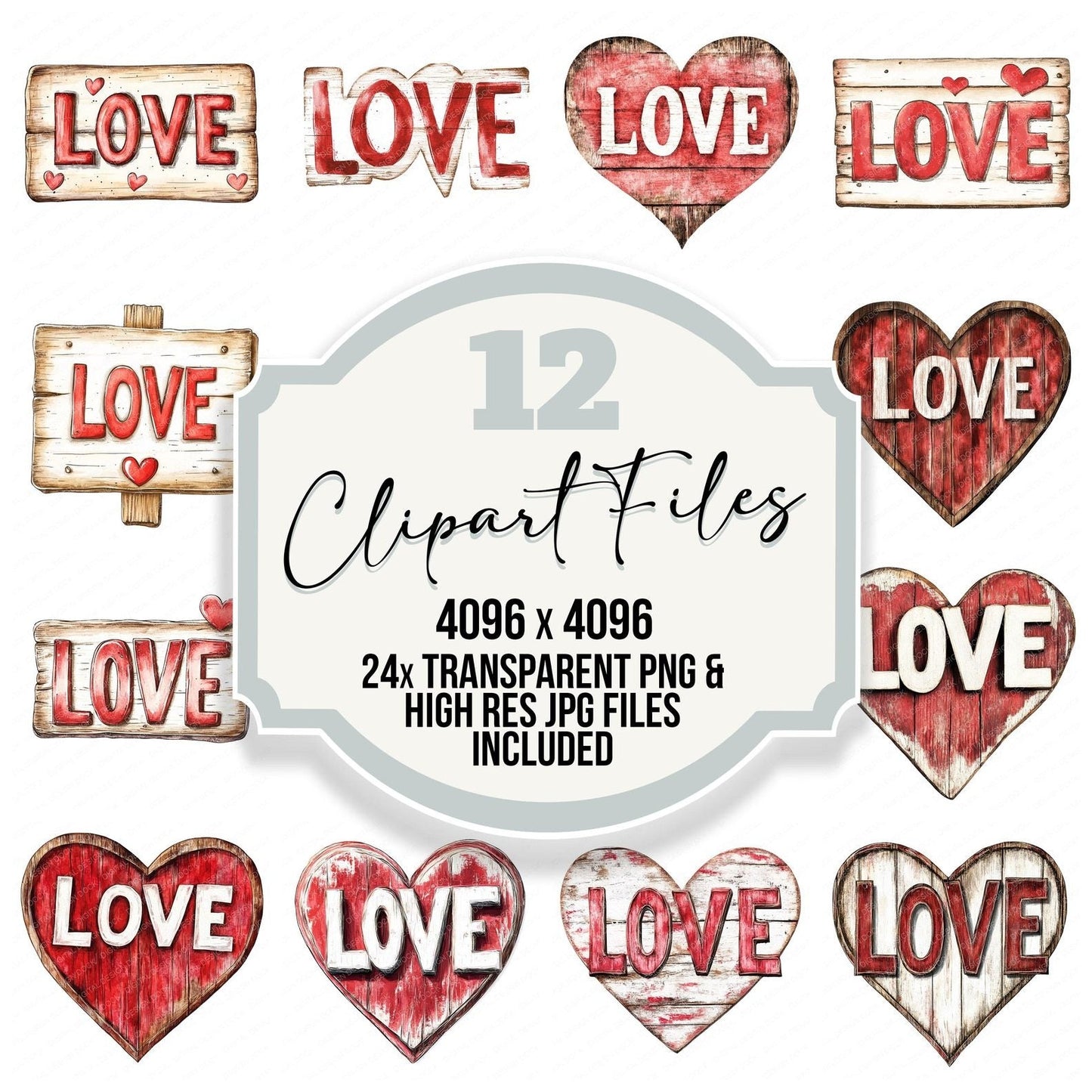 Wooden Love Sign Clipart Set (DDD007574)