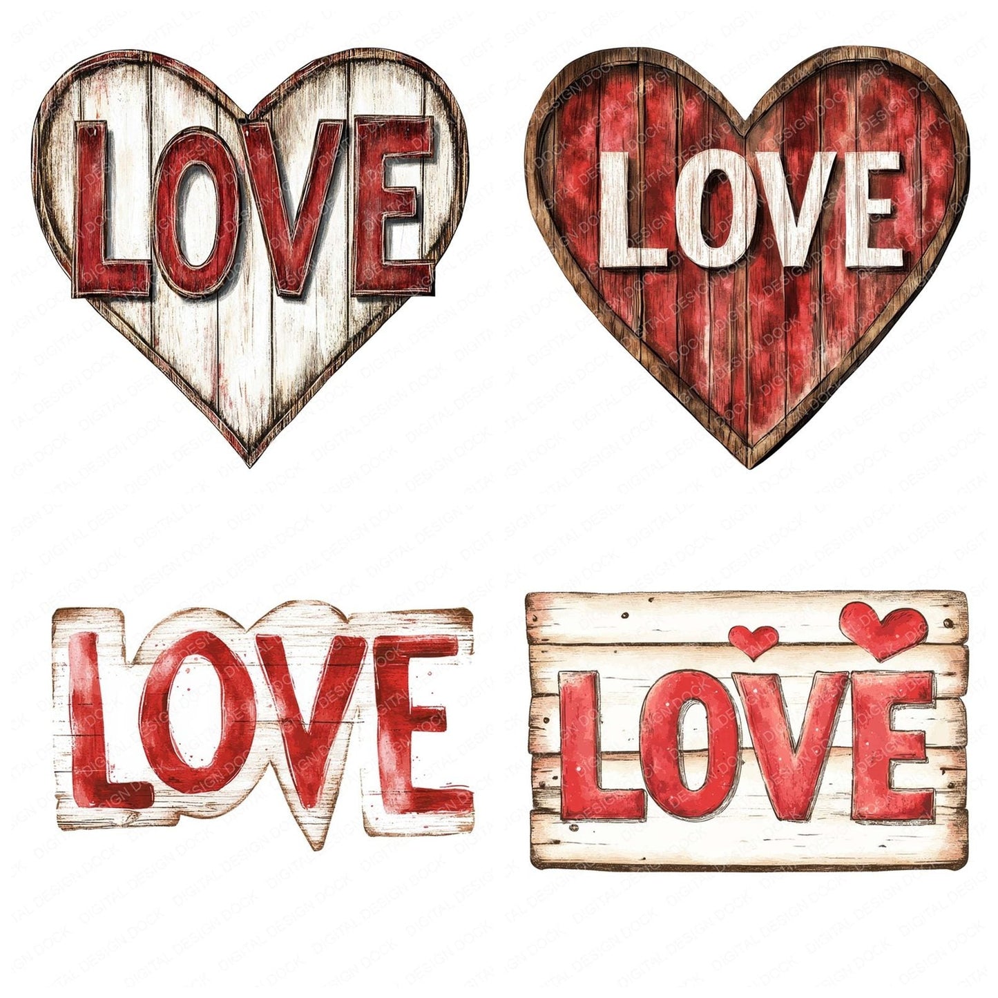 Wooden Love Sign Clipart Set (DDD007574)