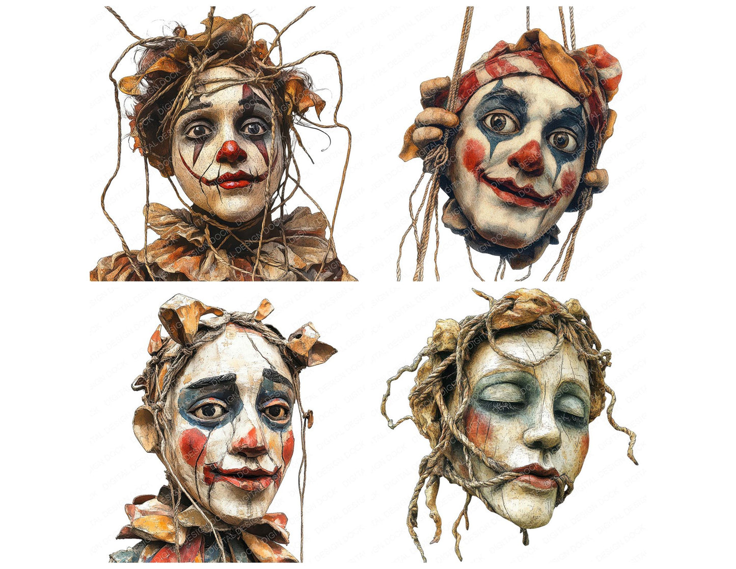 Wooden Puppet with Strings Clipart Set (DDD007576)