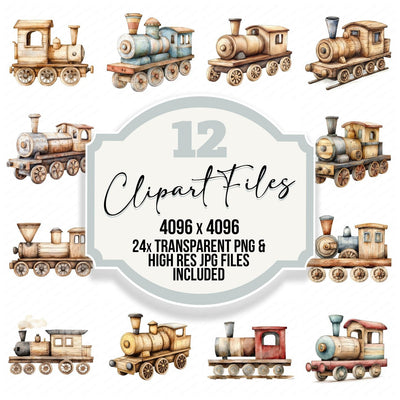 Wooden Toy Train Clipart Set (DDD007578)