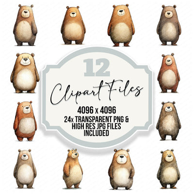 Woodland Bear Character Clipart Set (DDD007579)