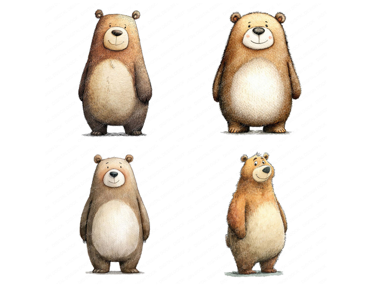 Woodland Bear Character Clipart Set (DDD007579)