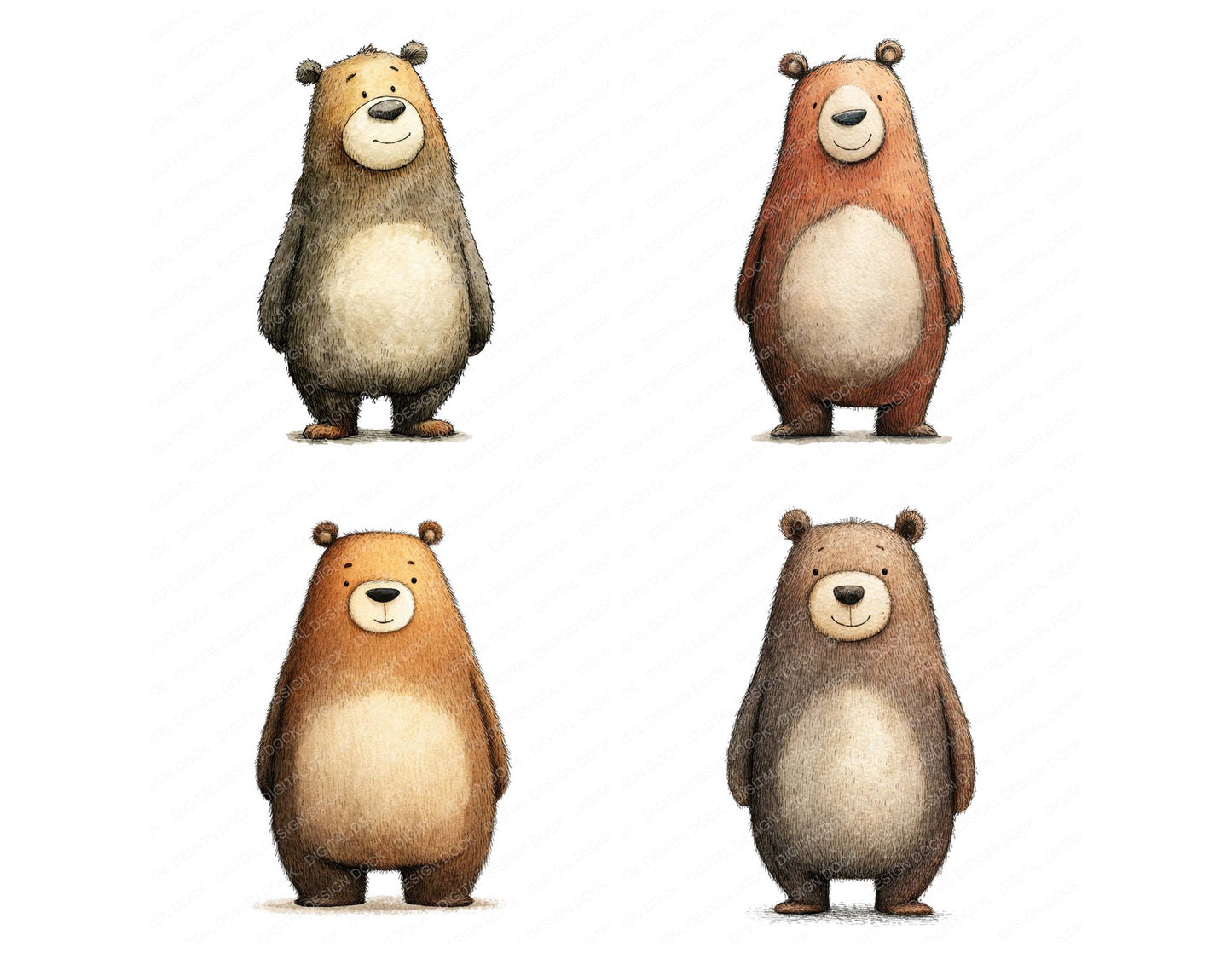 Woodland Bear Character Clipart Set (DDD007579)