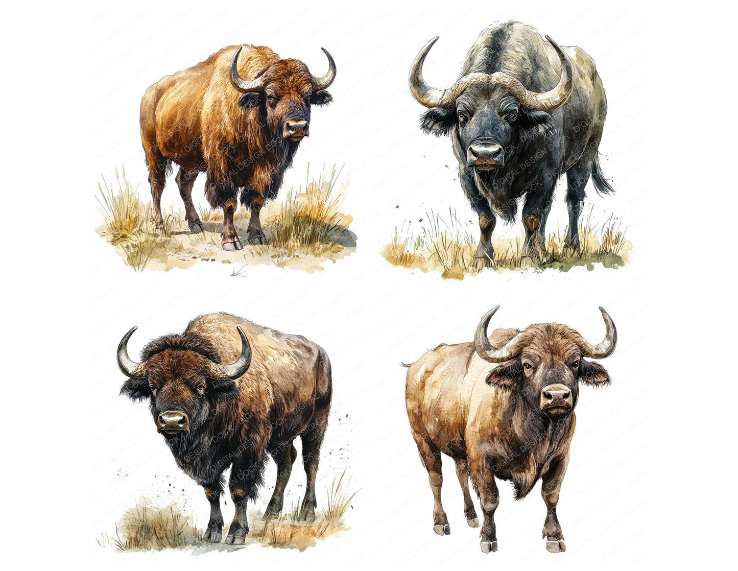 Working Buffalo Clipart Set (DDD007587)
