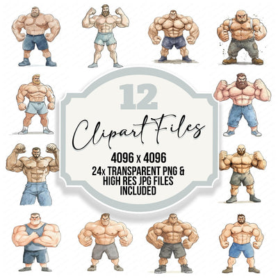 Worlds Strongest Man Watercolour Clipart Set (DDD007588)