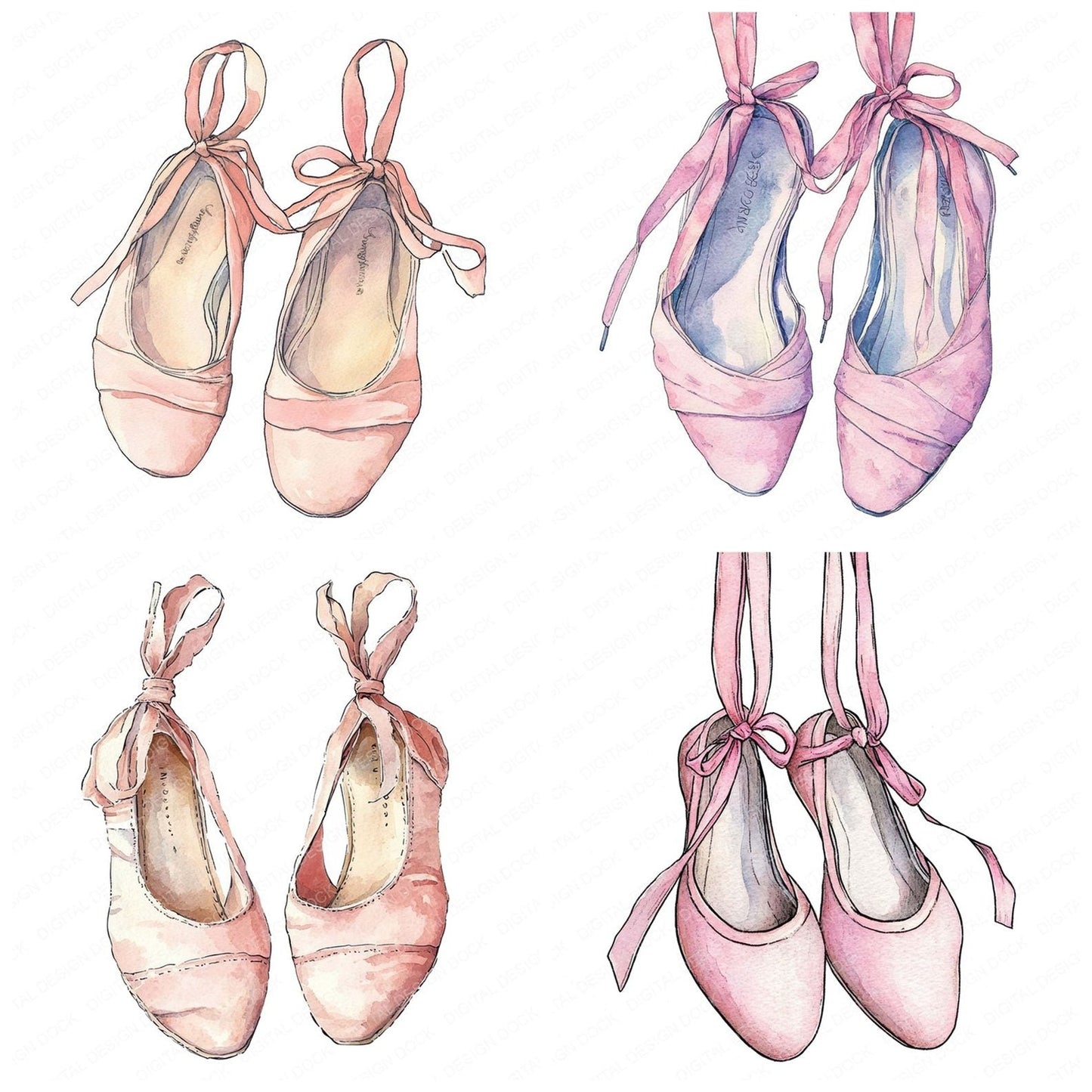 Worn Ballet Slippers Clipart Set (DDD007589)