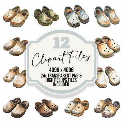 Worn Gardening Clogs Clipart Set (DDD007591)