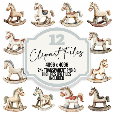 Worn Rocking Horse Clipart Set (DDD007592)