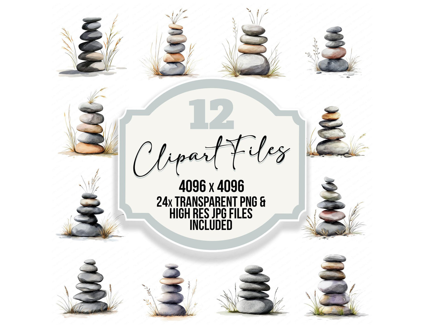 Zen Stone Stack Clipart Set (DDD007605)
