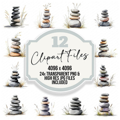 Zen Stone Stack Clipart Set (DDD007605)